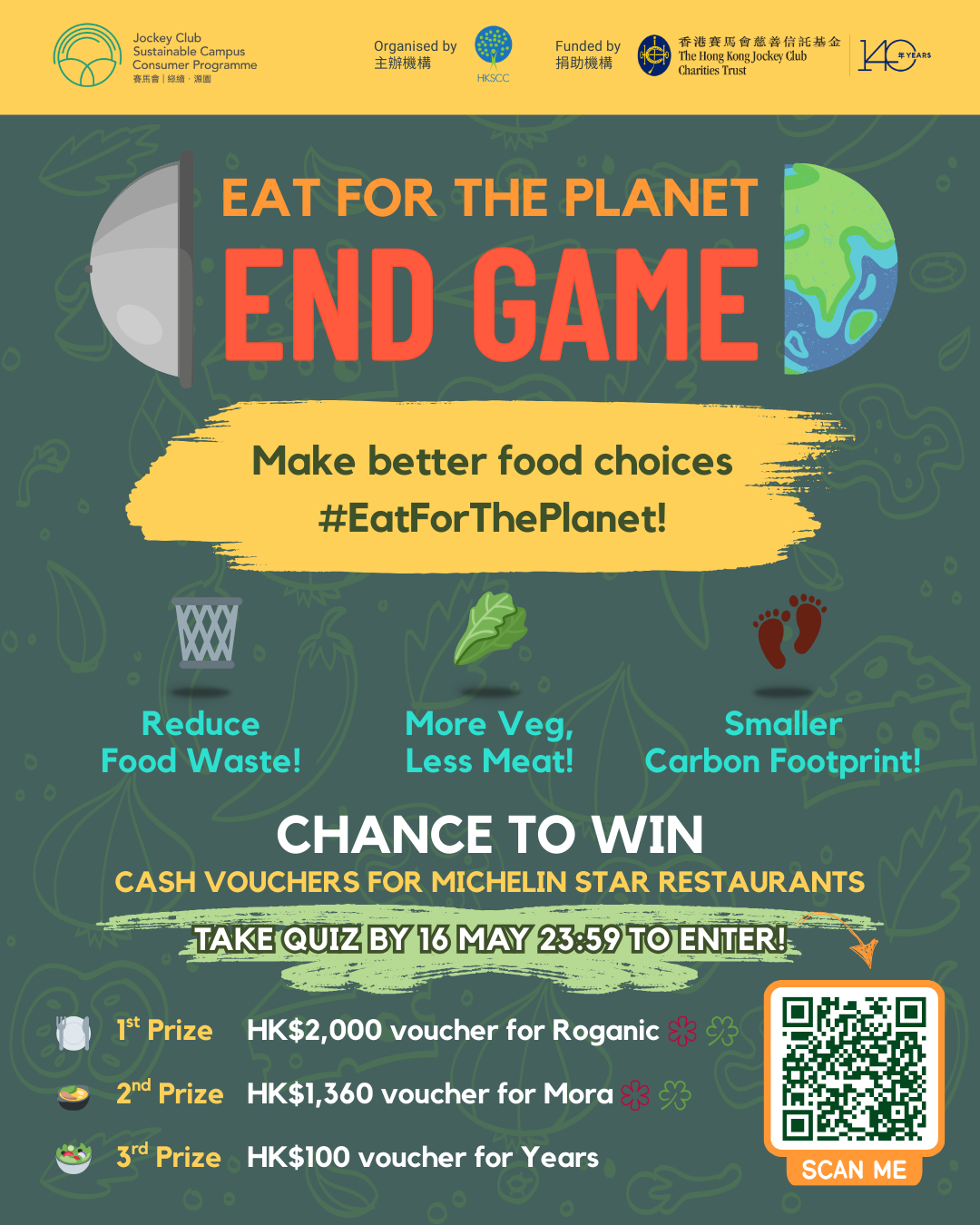 參加JCSCCP 「#EatForThePlanet」行動：有獎問答遊戲  Join JCSCCP’s ‘#EatForThePlanet’ Campaign: Quiz